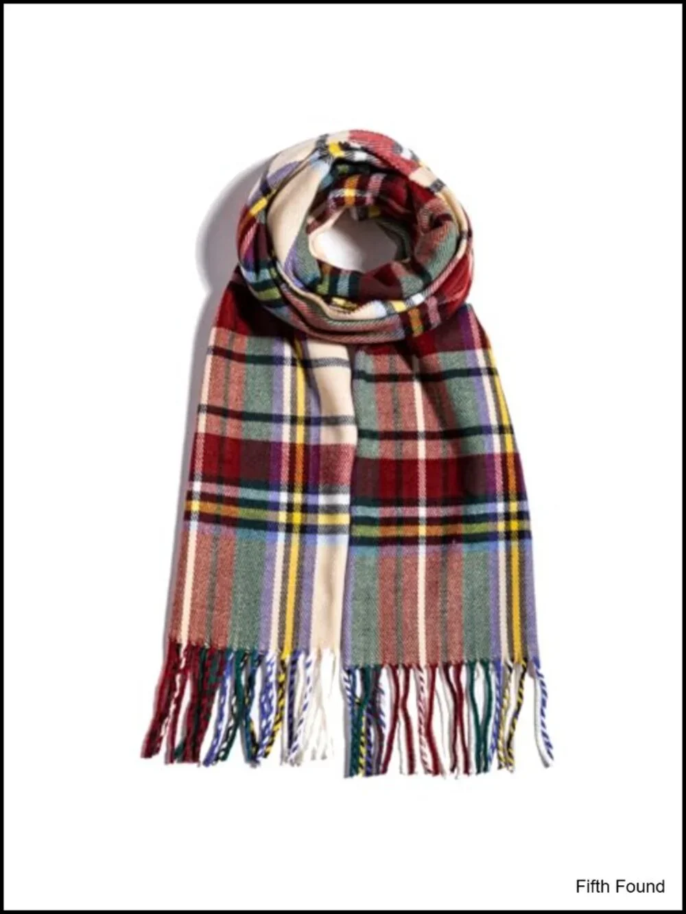 Acrylic Plaid Winter Scarf Soft Warm Lightweight Fringed Unisex 72x12